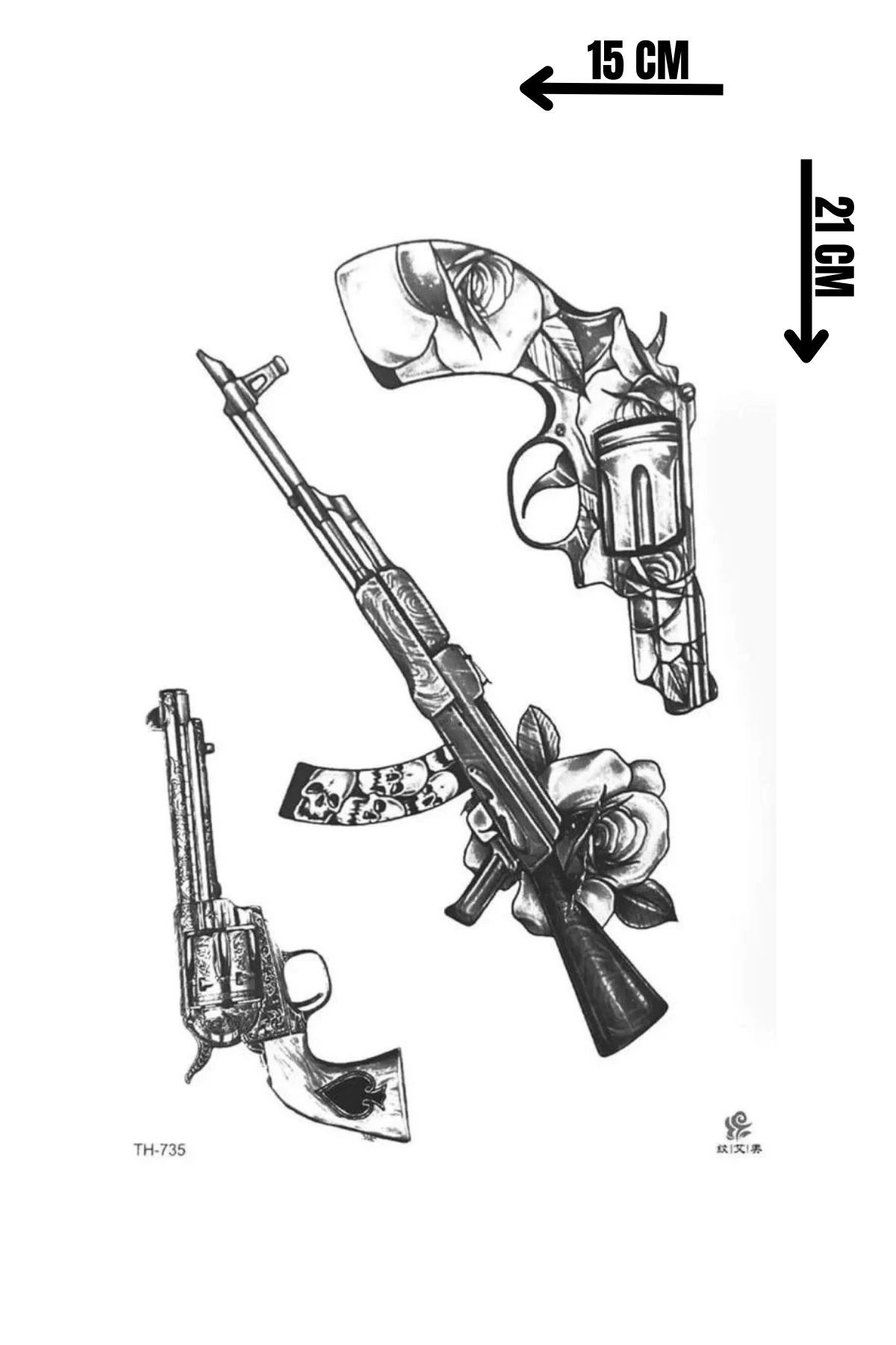 Barly Ak47 Silah Keleş Geçici Dövme Tattoo