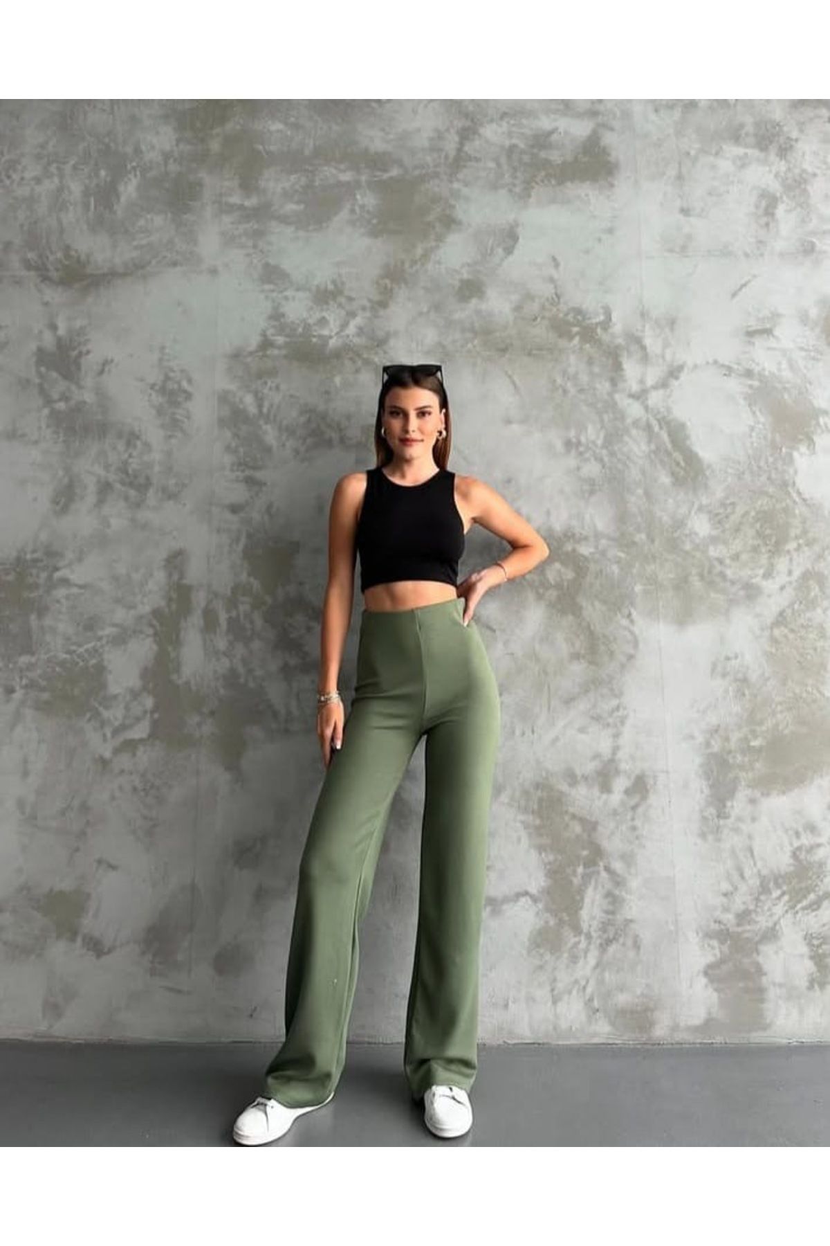 Moda Banuş Modal Kumaş Haki Zr-düz Bel Bol Paça Eşofman