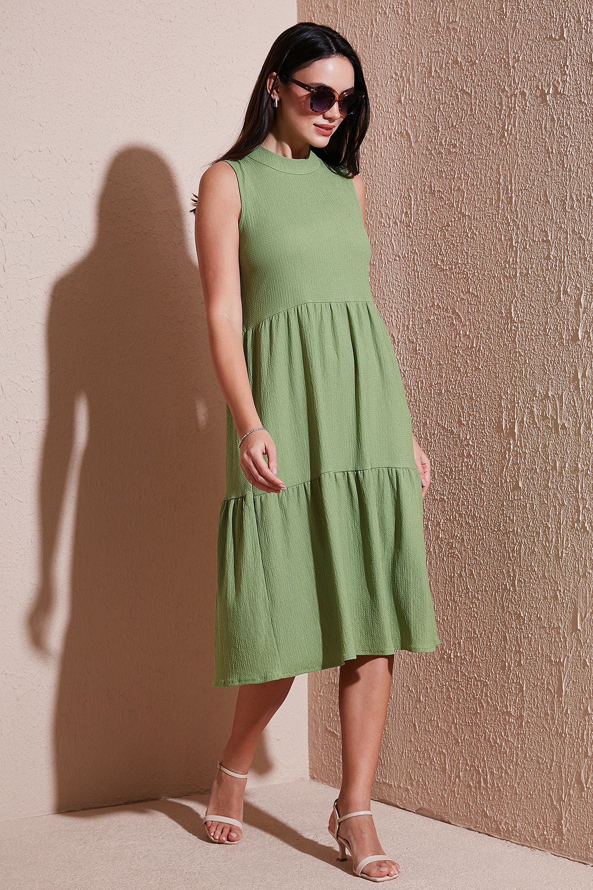 Lela Regular Fit Kolsuz Midi Elbise ELBİSE 5869008