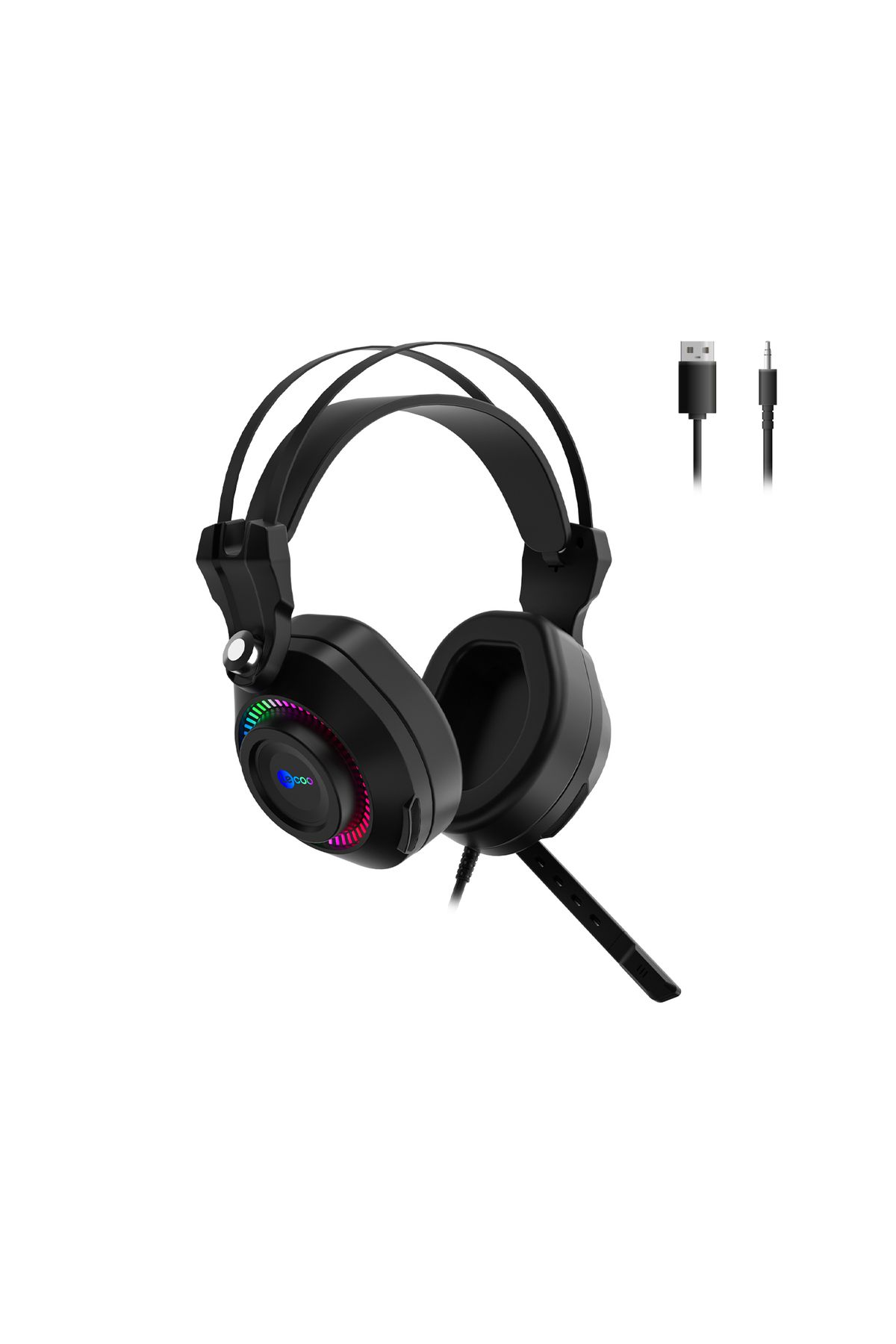 Lecoo Ht405 3.5mm Jack Usb Kablolu Rgb Aydınlatmalı Kulak Üstü Gaming Kulaklık Siyah