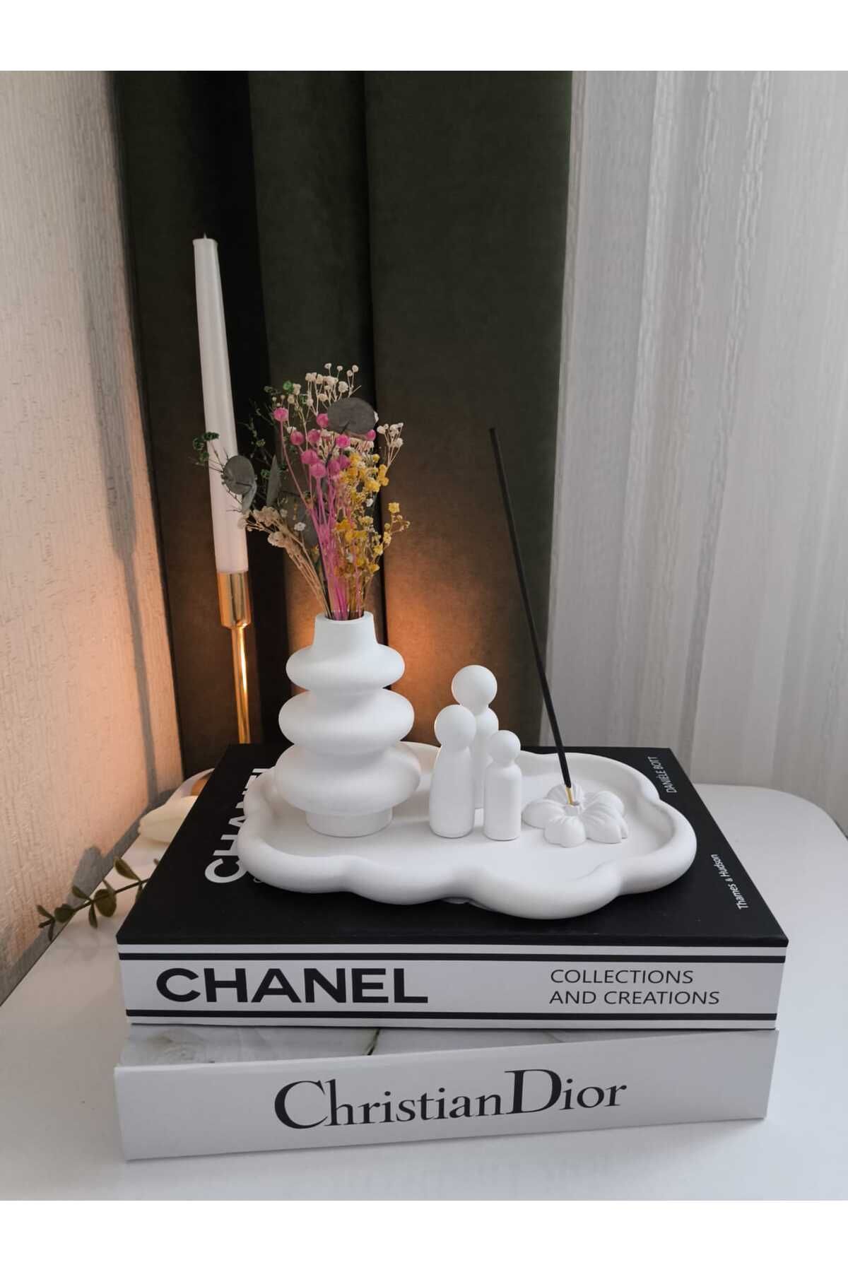 Elan Design Dekoratif Çiçek Tütsülük&Vazo&Aile Set