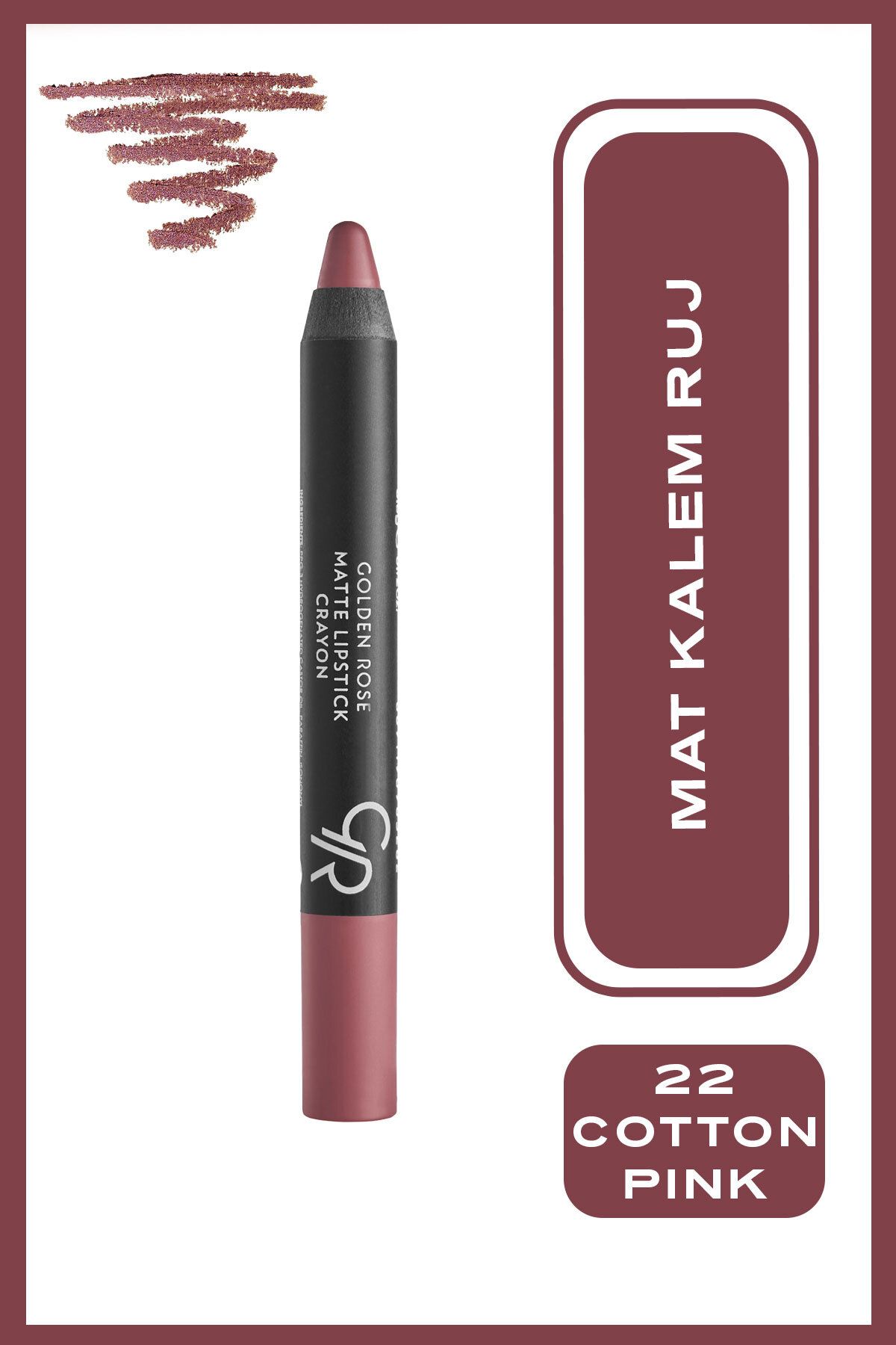 Golden Rose Matte Lipstick Crayon No:22 Cotton Pink - Mat Kalem Ruj - 8691190903220