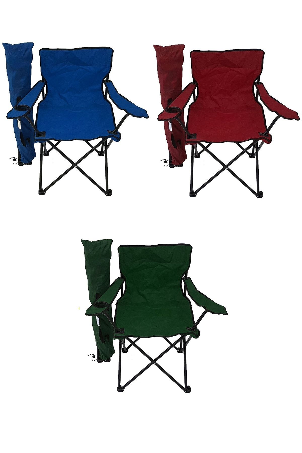 Bofigo 3 Adet Kamp Sandalyesi Katlanır Sandalye Bahçe Koltuğu Piknik Plaj Sandalyesi Düz Renk Karma