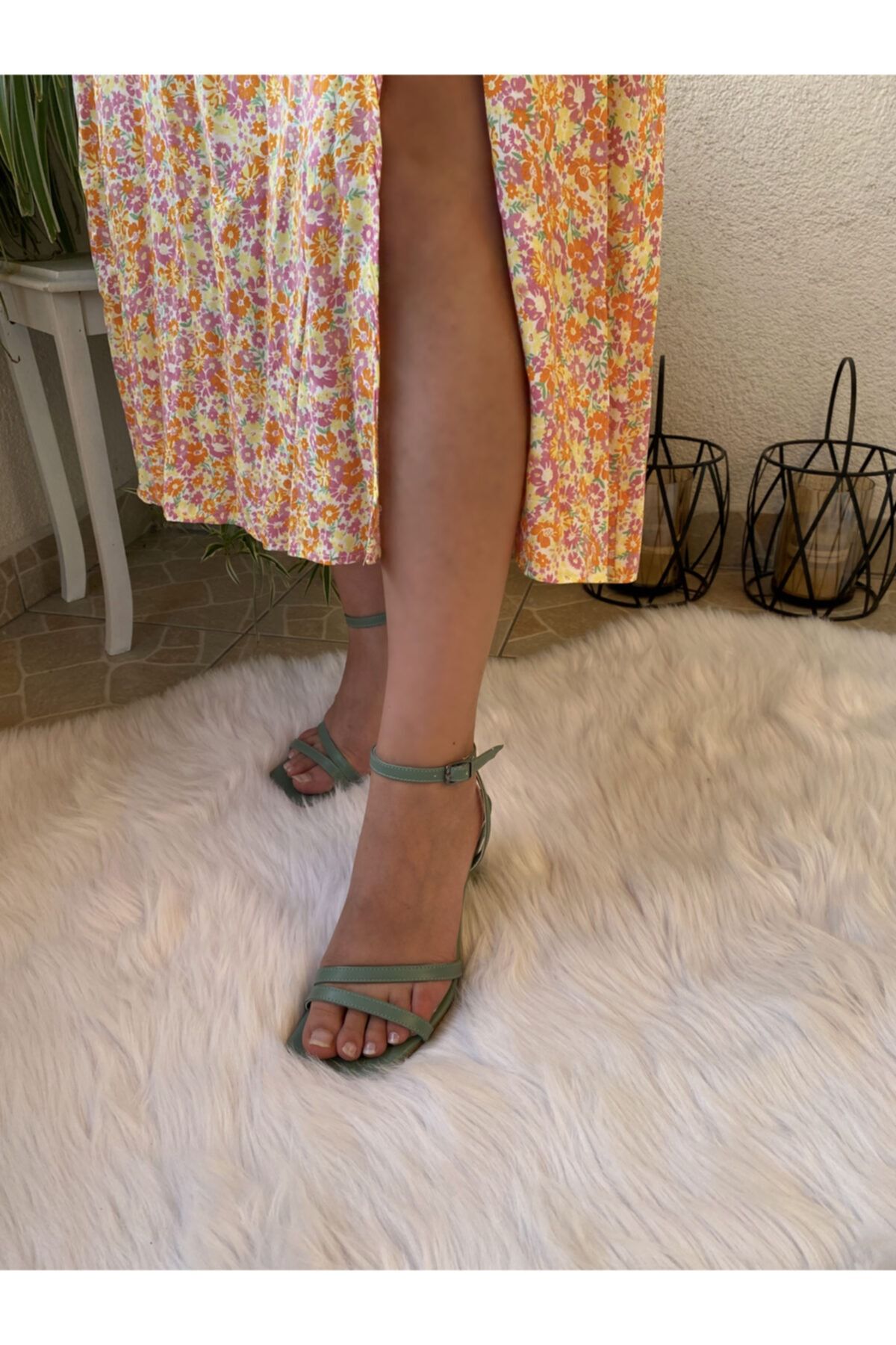 Hermones Diana Haki Yeşil Kadın Topuklu Ayakkabı