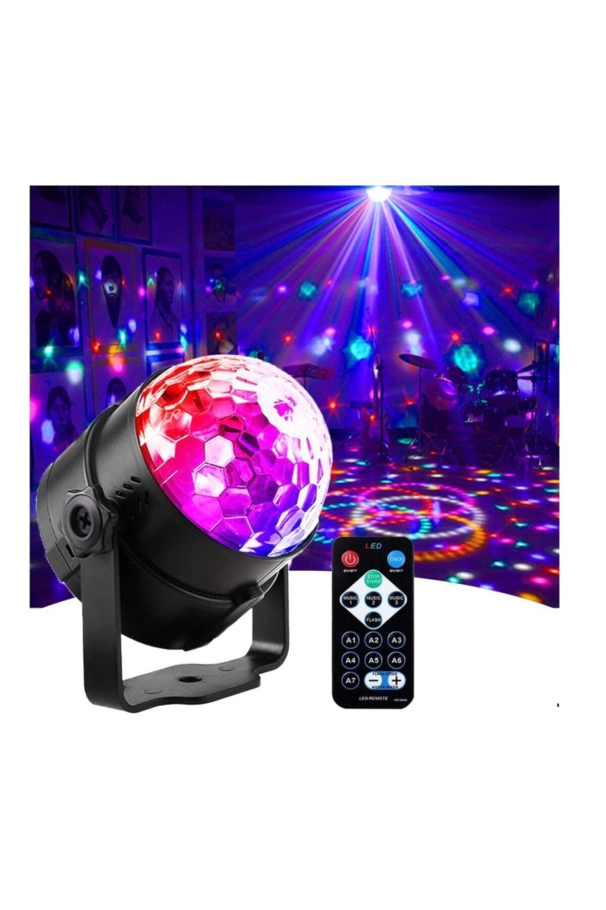 EN SİGA Parti Işıkları Disko Topu Işıkları, Led 2'si 1 Rgb 7 Renk Dj Ekipmanı Flaş Işığı Sese Duyarlı