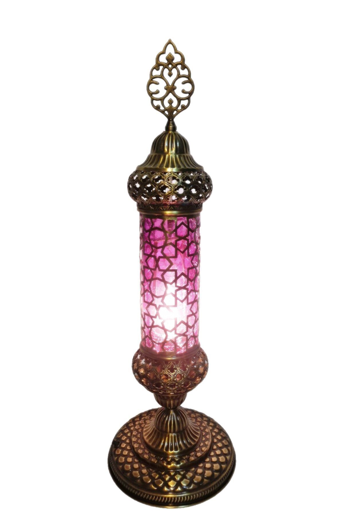 the istanbul lamp Otantik Osmanlı Dekoratif Sarı Pirinç Lambader Menekşe