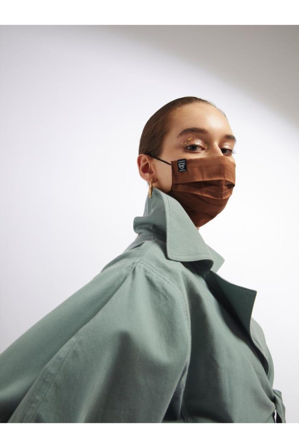 DIZAYN MASK Kahverengi Enseden Lastik Kullanımı Telsiz Maske