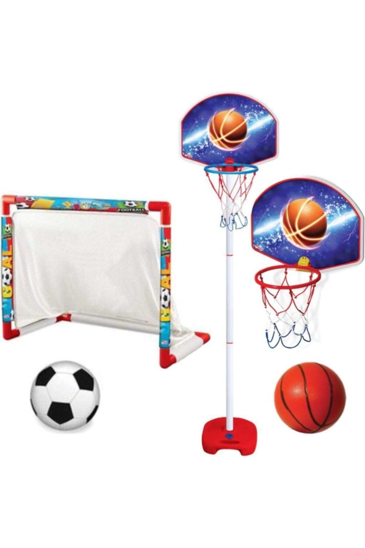 DEDE Futbol Kalesi + Ayaklı Basketbol Potası- Erkek Çocuk Oyuncakları - Oyuncak Çocuk Spor Oyuncakları