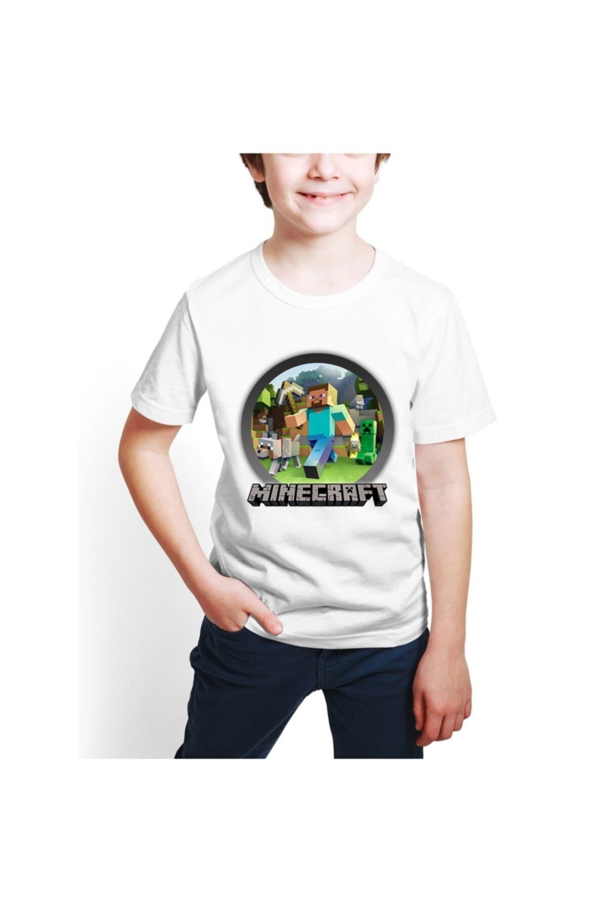 Minecraft Minecraft Dijital Baskılı Unisex Çocuk Tişört D07