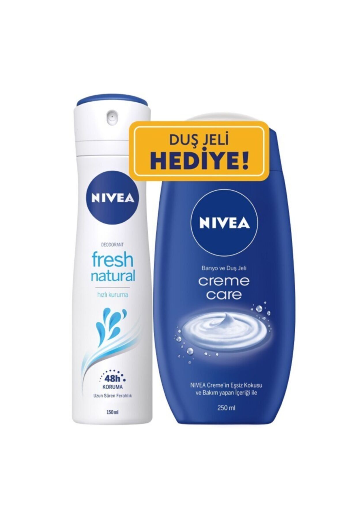 NIVEA Fresh Natural Kadın Deodorant Sprey 150 ml + Creme Care Kadın Duş Jeli 250 ml