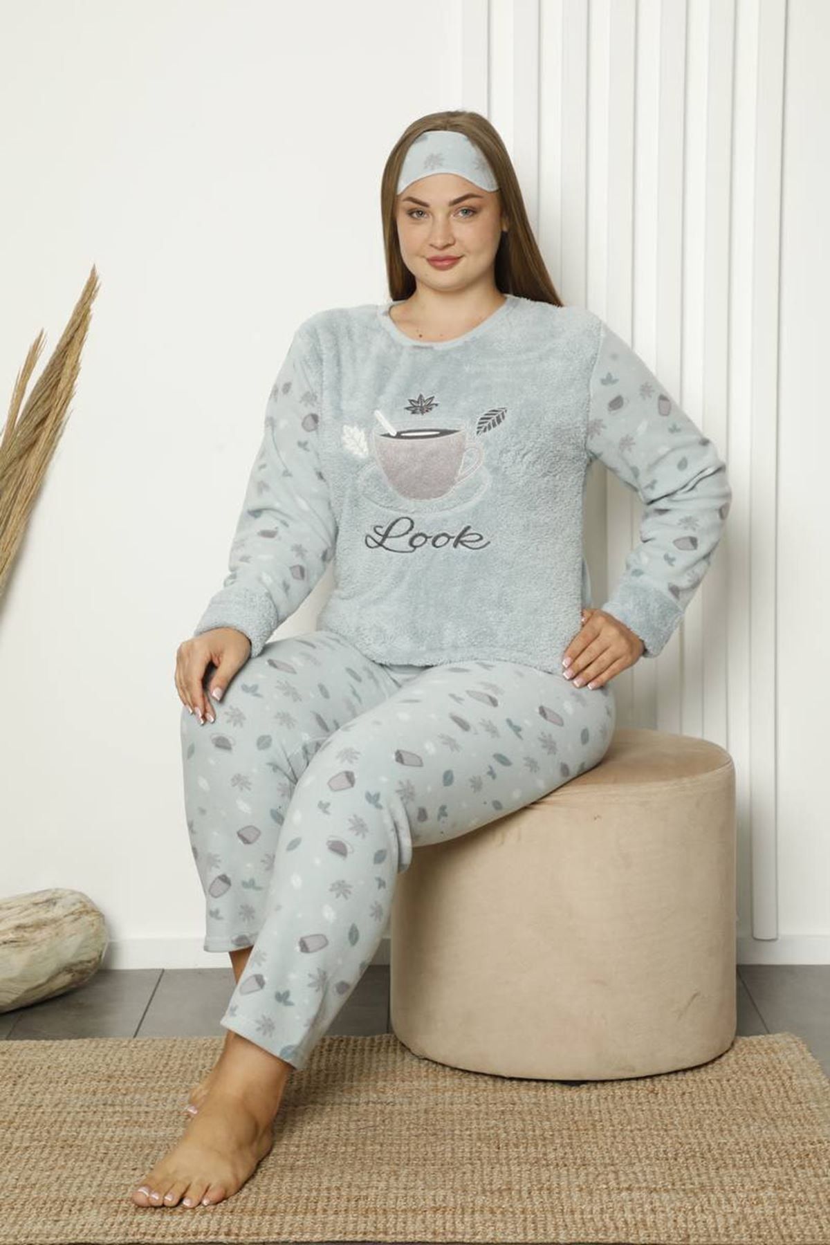 modayız Welsoft Polar Büyük Beden Pijama Takımı 33d-1839