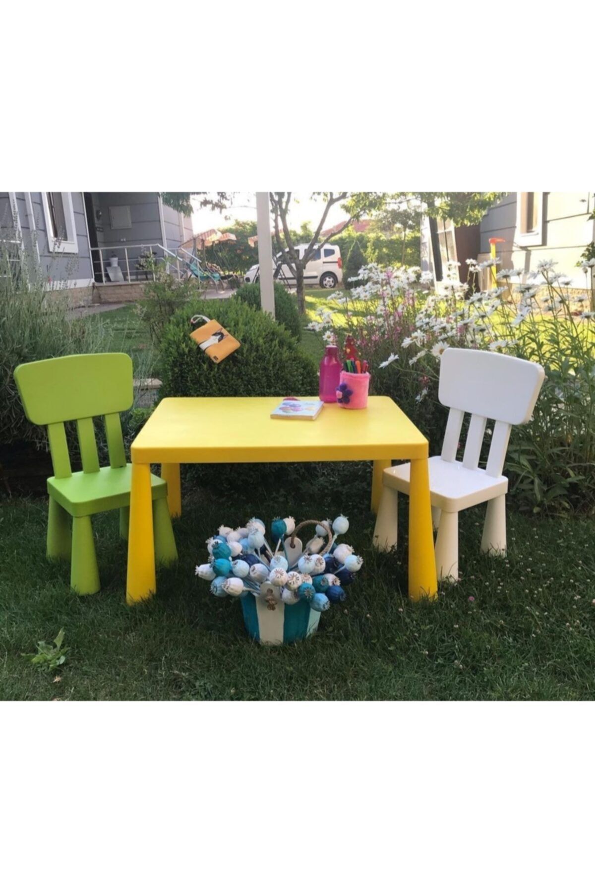 zengi plastik Sarı Mammut Çocuk Masası Yeşil-beyaz Sandalye Takımı