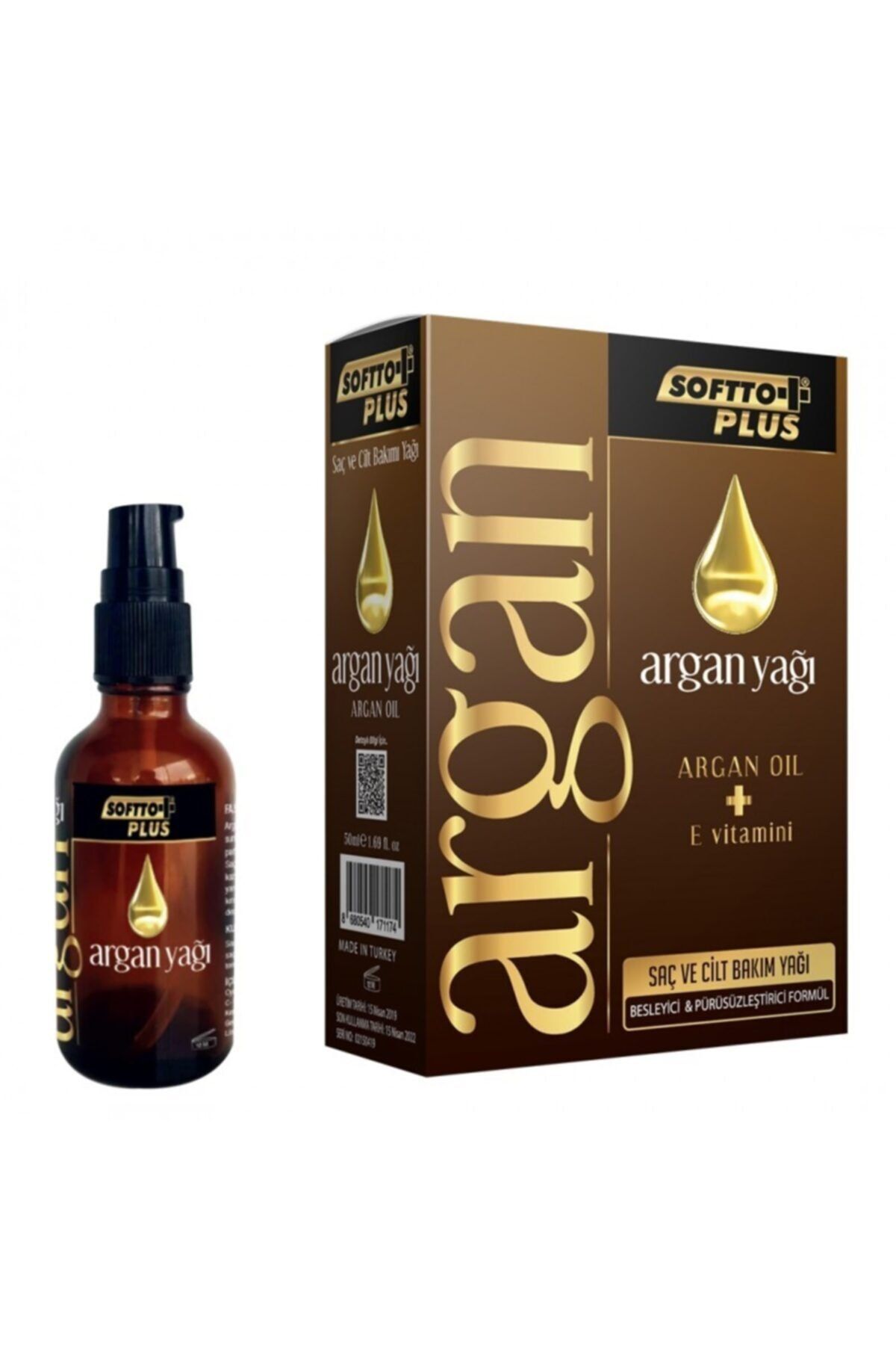 Softto Plus Argan Yağı Saç Ve Cilt Bakımı Bitkisel Yağ 50 ml