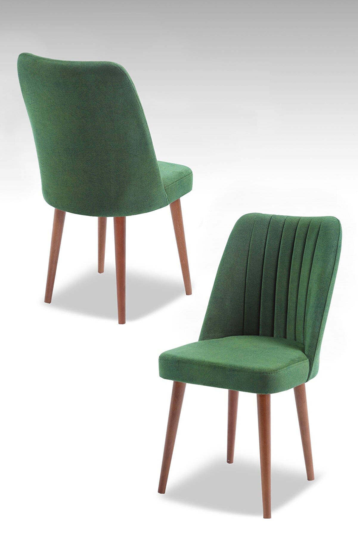 Mymassa Polo Sandalye Yeşil - Ahşap Ceviz Ayak - Mutfak Sandalyesi