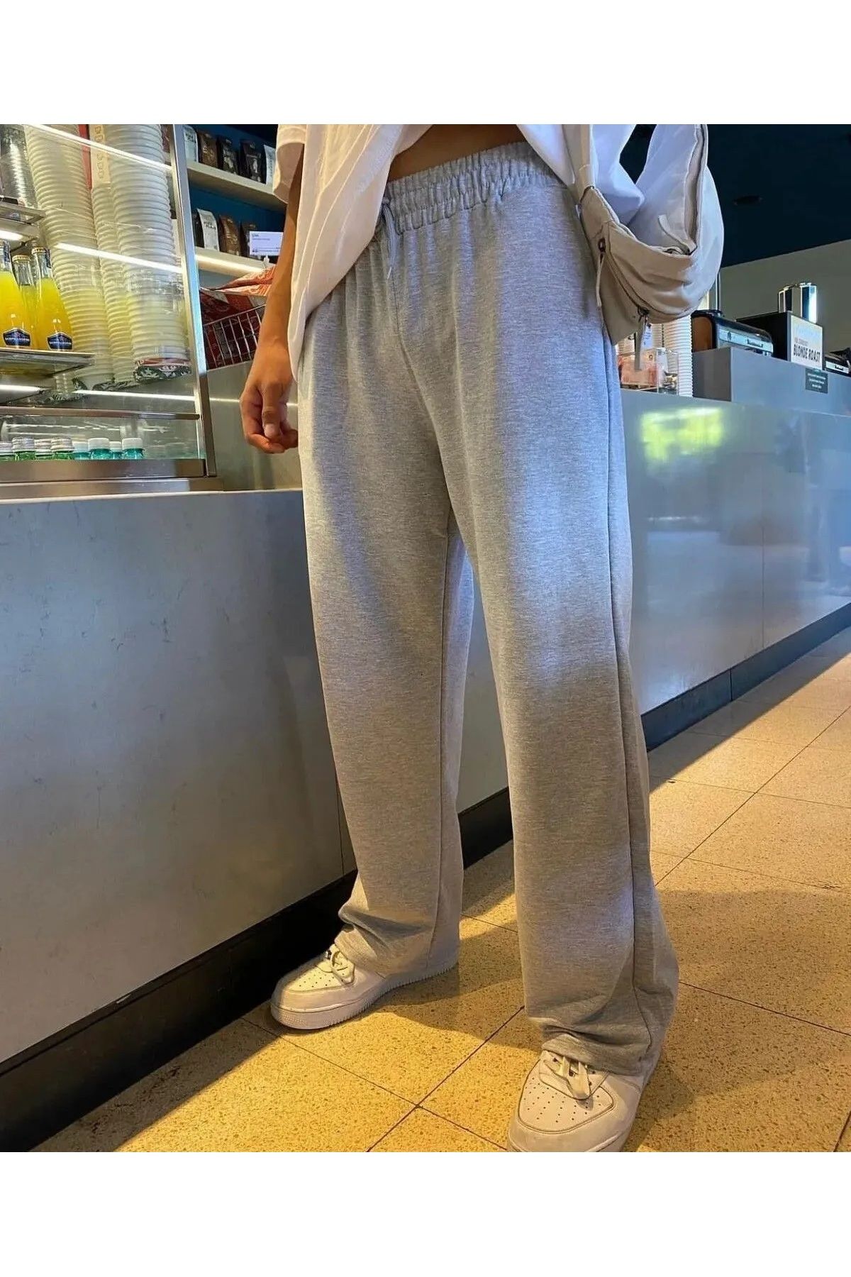 EydaMoon Erkek Baggy Tarz Bol Paça Tam Kalıp 4 Mevsim Eşofman Altı
