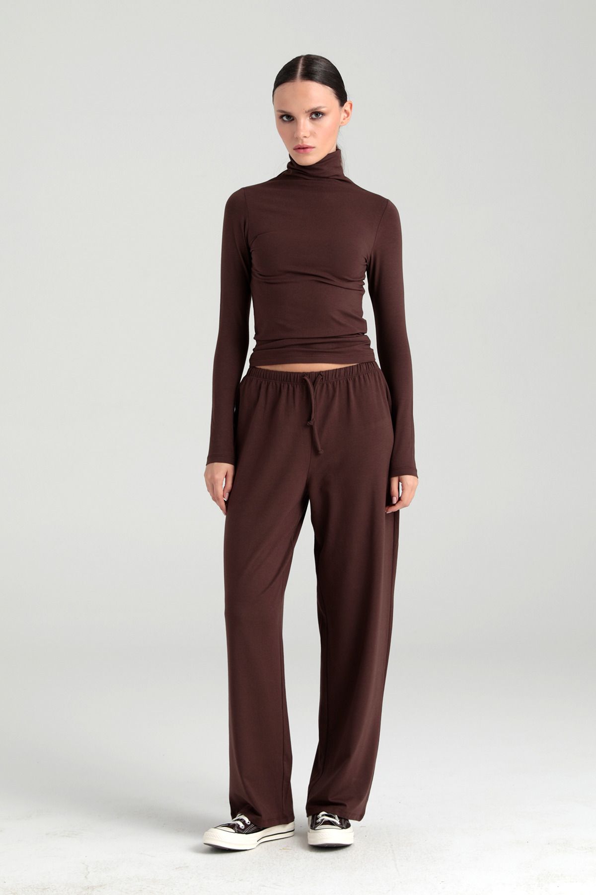 SHEISMONO Ultra Soft Bağcıklı Pantolon Kahverengi