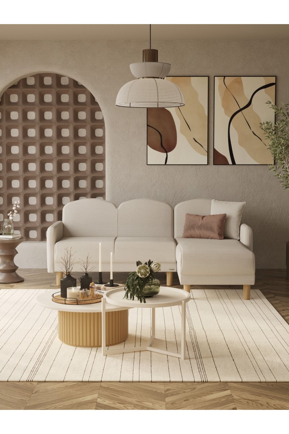 Modalife Bohem Köşe Takımı, İskandinav L Koltuk, Modern Köşe Koltuk, Uzanmalı, Yataklı Sandıklı