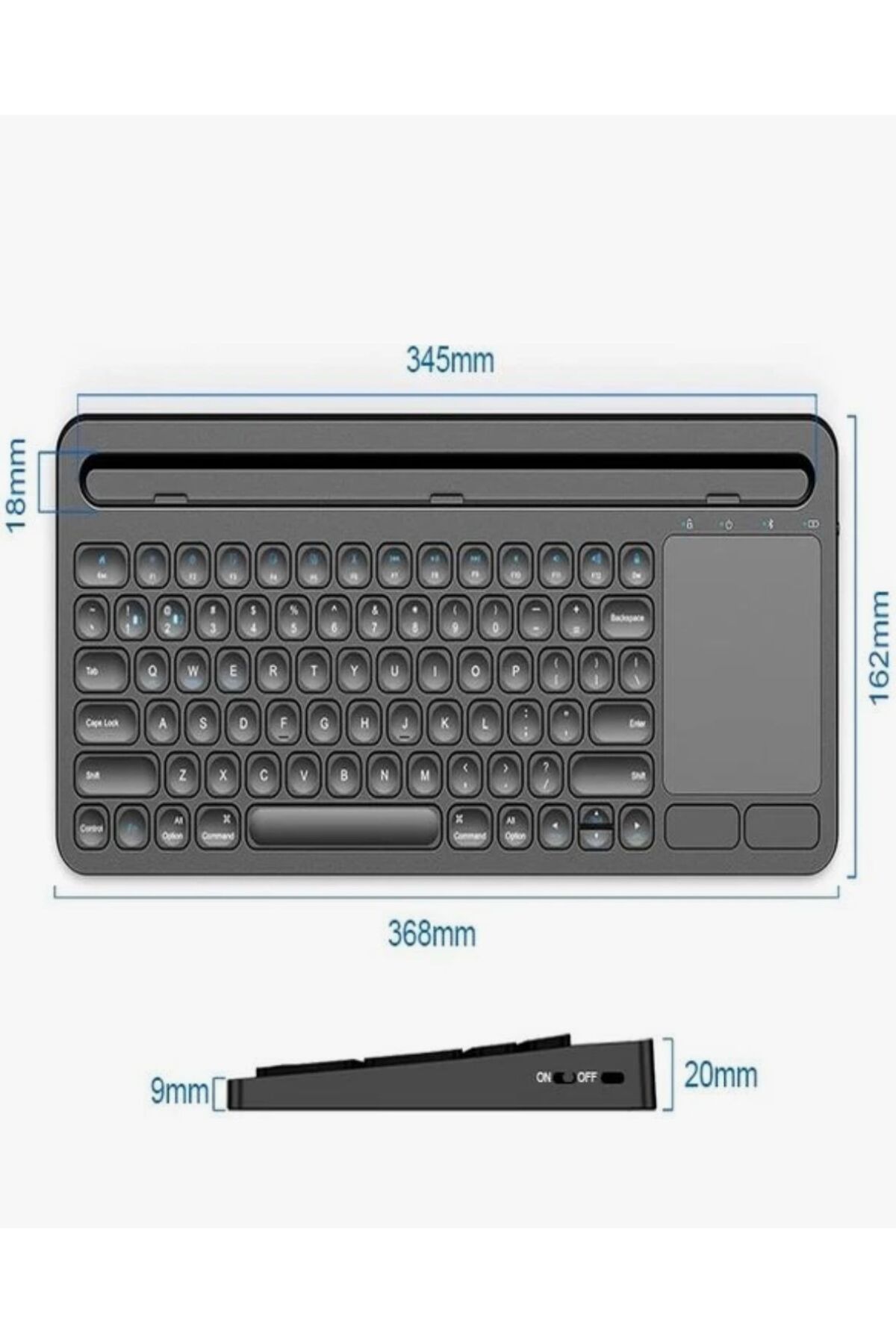 Genel Markalar Kablosuz Type-C Şarjlı Bluetooth Klavye Touchpadli Telefon-Tablet Standlı iOS/Android/Windows Uyumlu