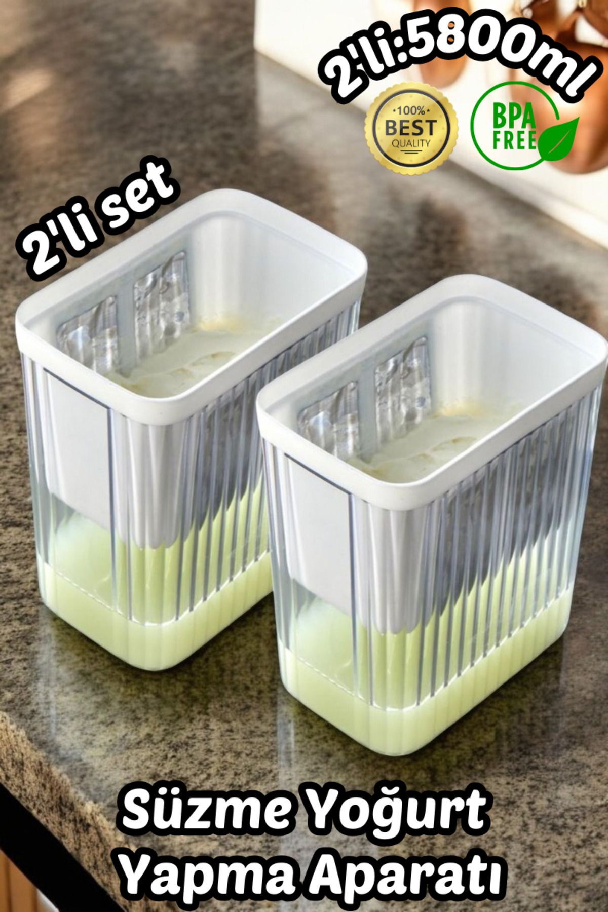 Comprox 2 Adet 2200ml Yoğurt Süzme Aparatı Evde Süzme Aparatı Peynir Yapmak Artık Kolay