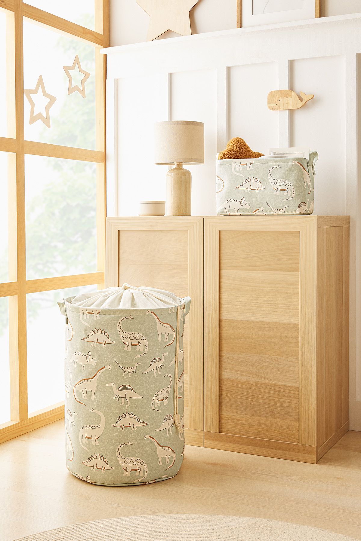 Ocean Home Textile 2'li Dinozor Çocuk Odası Oyuncak Düzenleyici Sepet Set