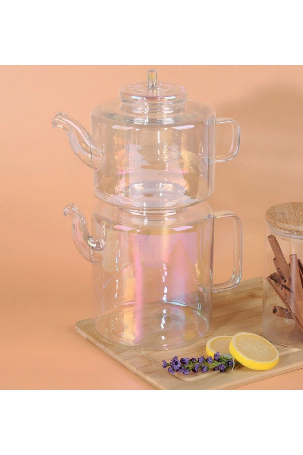 AROW Very Borosilikat Cam Çaydanlık Seti M-08 ''1100 ml-1800 ml'' Şeffaf/Renkli