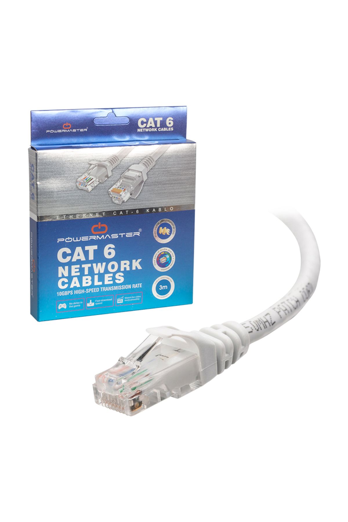 Powermaster Cat6 3 Metre Rj45 Patch Network Ethernet Internet Kablosu