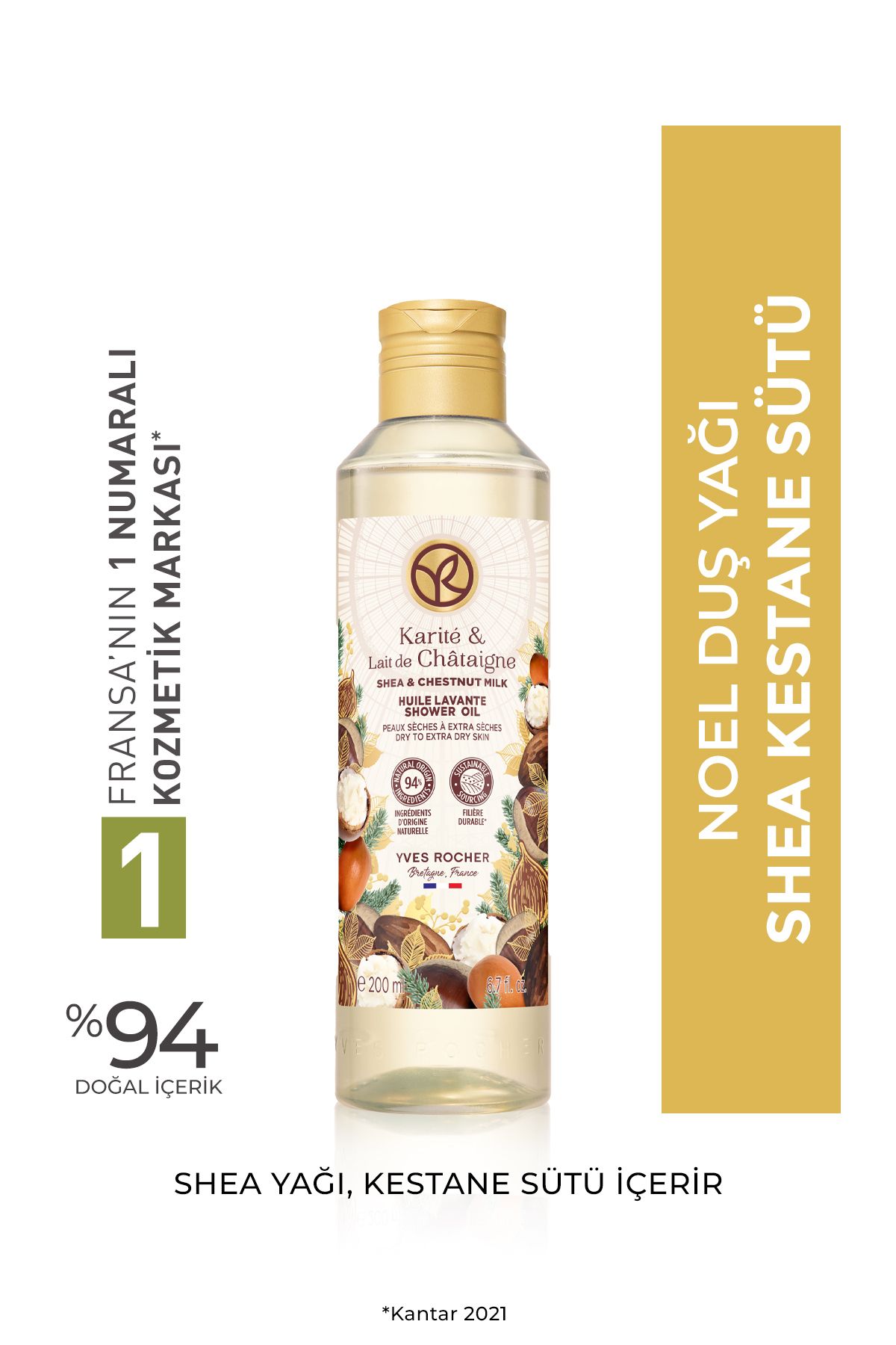 Yves Rocher Ciltleri Nemlendirici,Nazikçe Temizleyen ve Kurumasını Önleyici Duş Yağı-200ml
