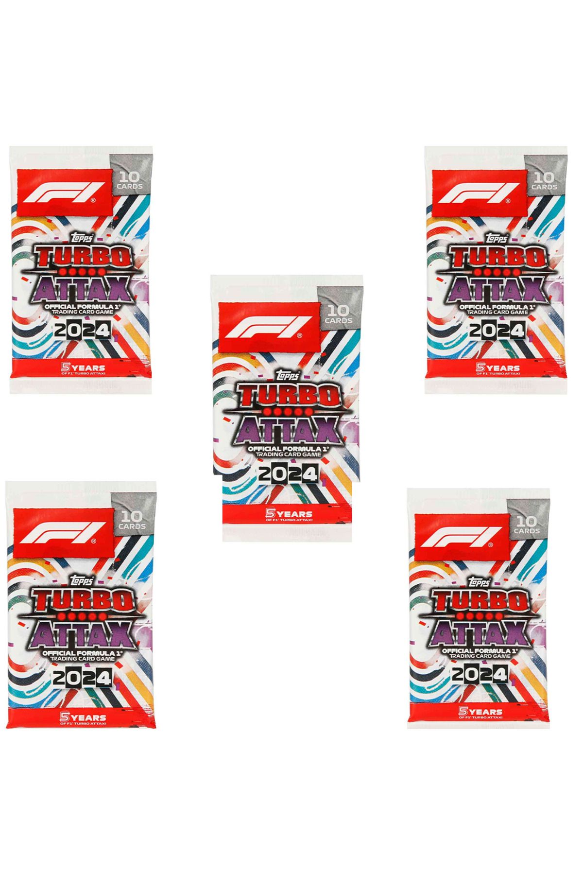 Topps Formula 1 Turbo Attax 2024 Koleksiyon Kartları 5li Set (5 Paket=50 Kart)