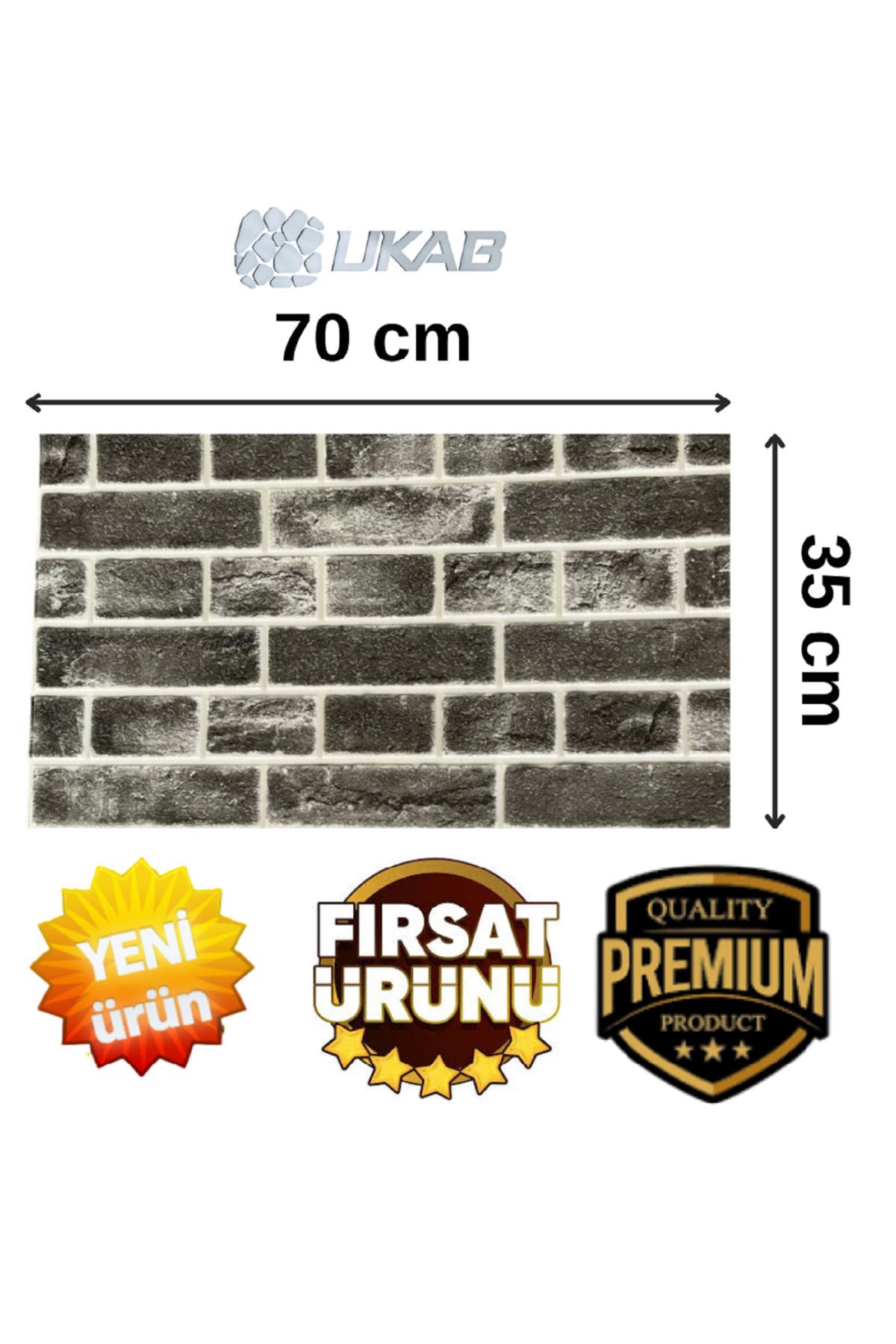 UKAB Kendinden Yapışkanlı 3d Gri Beyaz Tuğla Görünümlü Esnek Köpük Pvc Duvar Paneli 70x35 cm (0,245 m²)