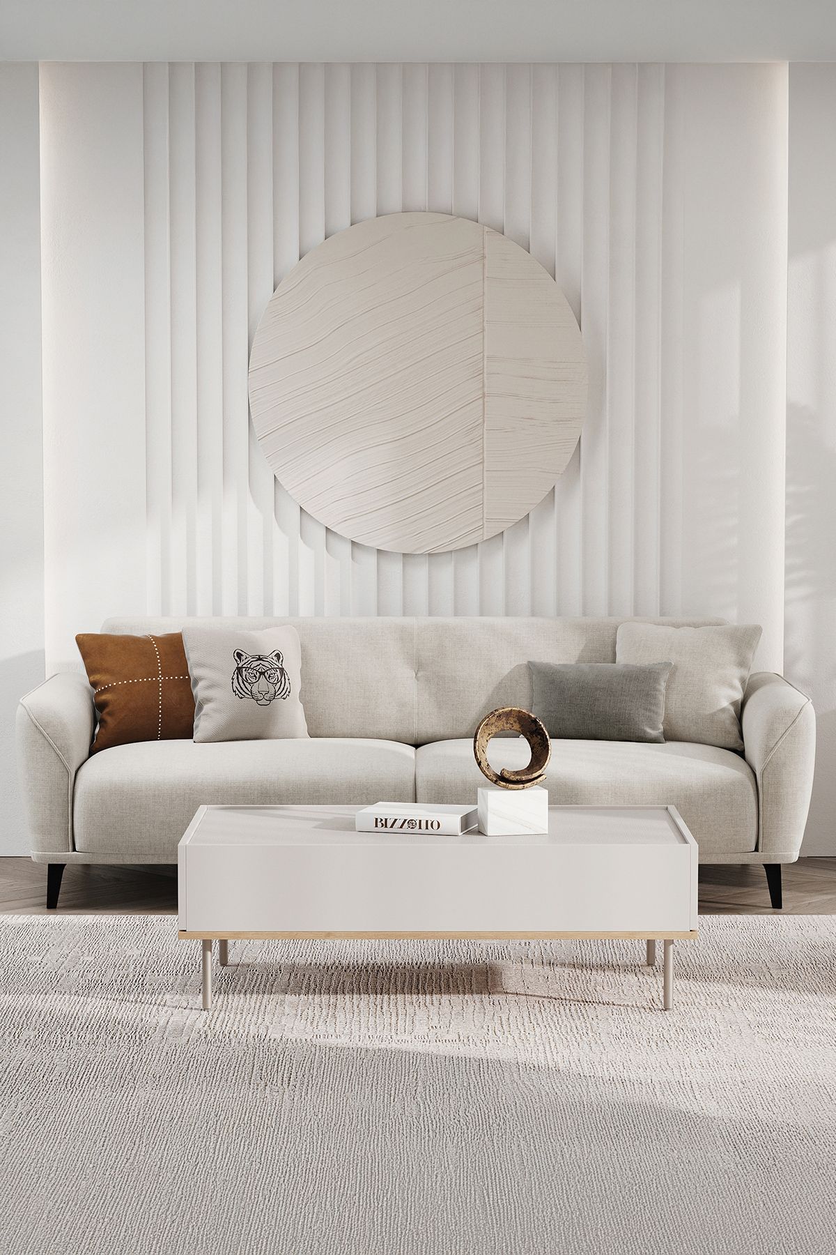Enza Home Cante Koltuk Takımı - Krem