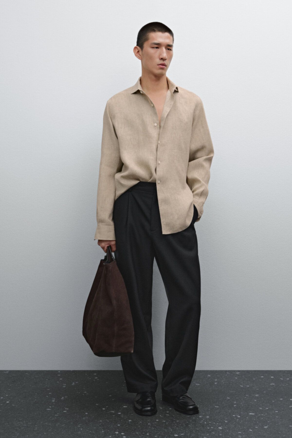 Massimo Dutti Regular fit hafif %100 keten gömlek