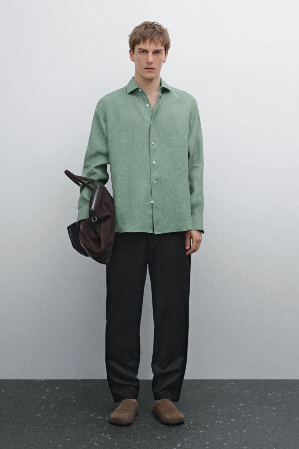 Massimo Dutti Regular fit hafif %100 keten gömlek