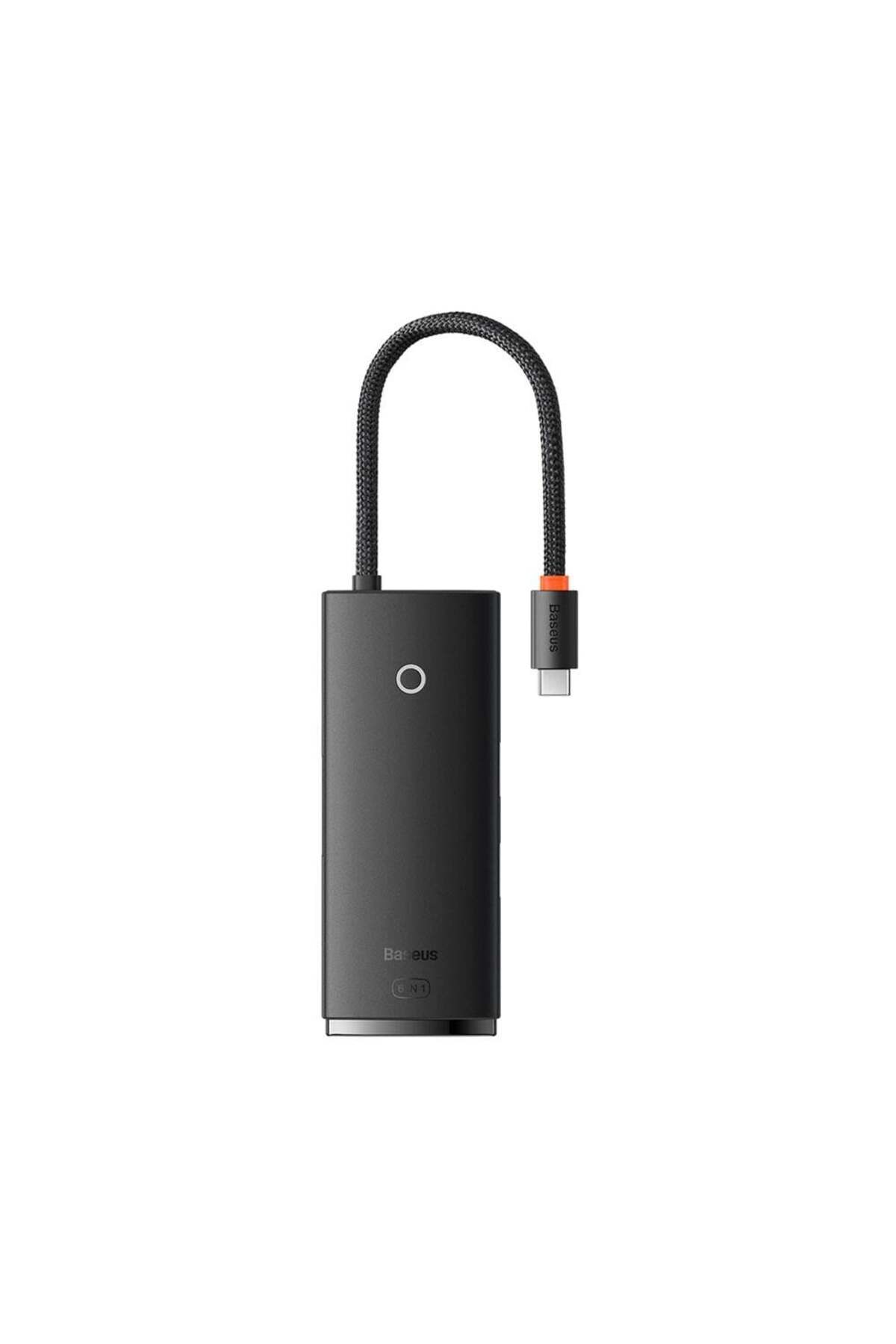 Baseus Lite Series 6-Port Type-C HUB (Type-C to HDMI+USB3.0*2+PD+SD/TF) - Siyah