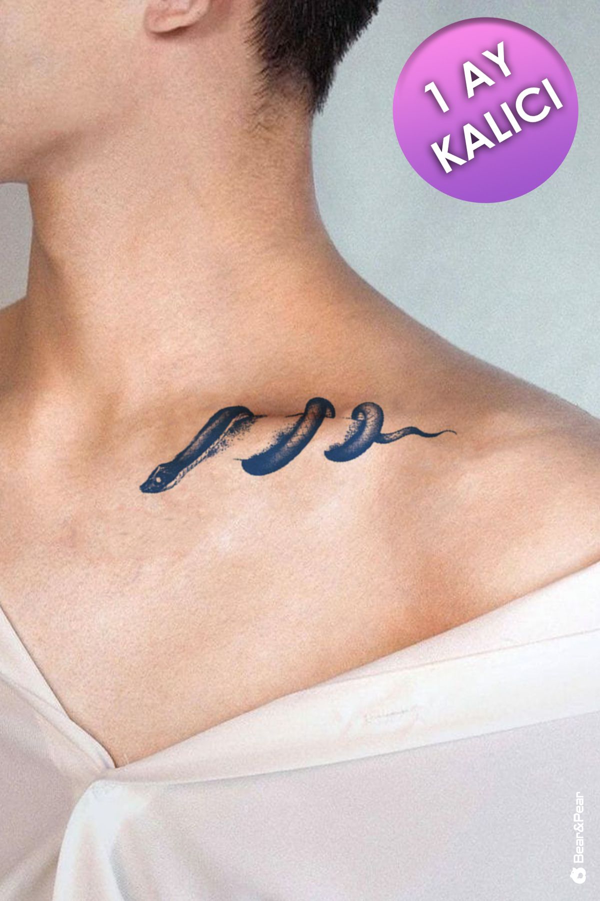 BP Tattoo 1 Ay Kalıcı Tattoo Köprücük Kemiği Dövmesi Yılan Tattoo