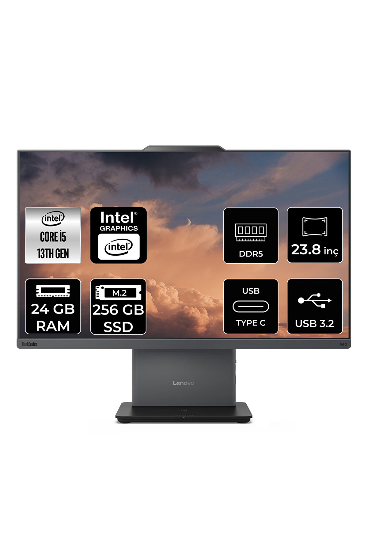 ThinkCentre Neo 50a G5 i5 13420H 24GB DDR5 256GB SSD 23.8