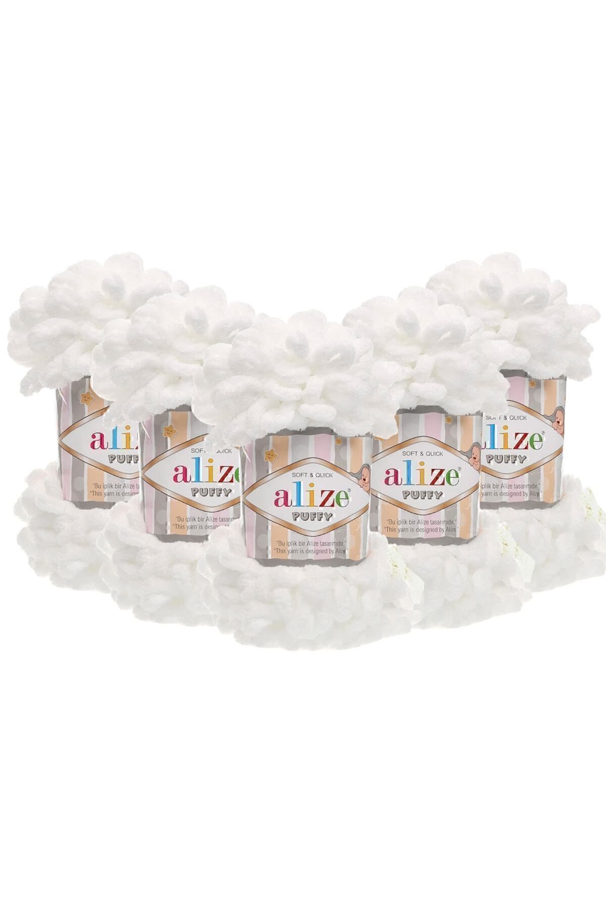Alize Puffy 5-pack - 55 White - 100 Gr.9 Mt.finger Braid String
