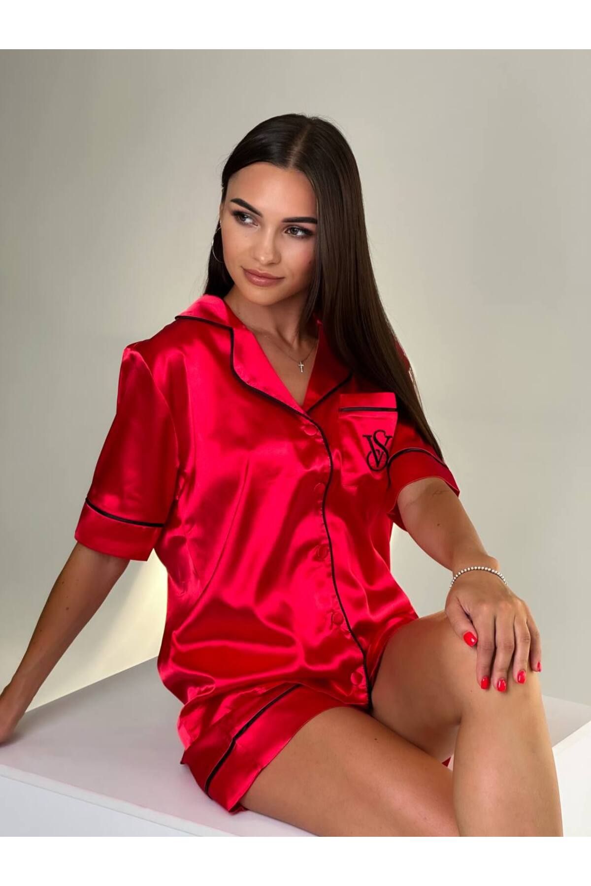 Butik VS KIRMIZI ŞORTLU PİJAMA TAKIMI