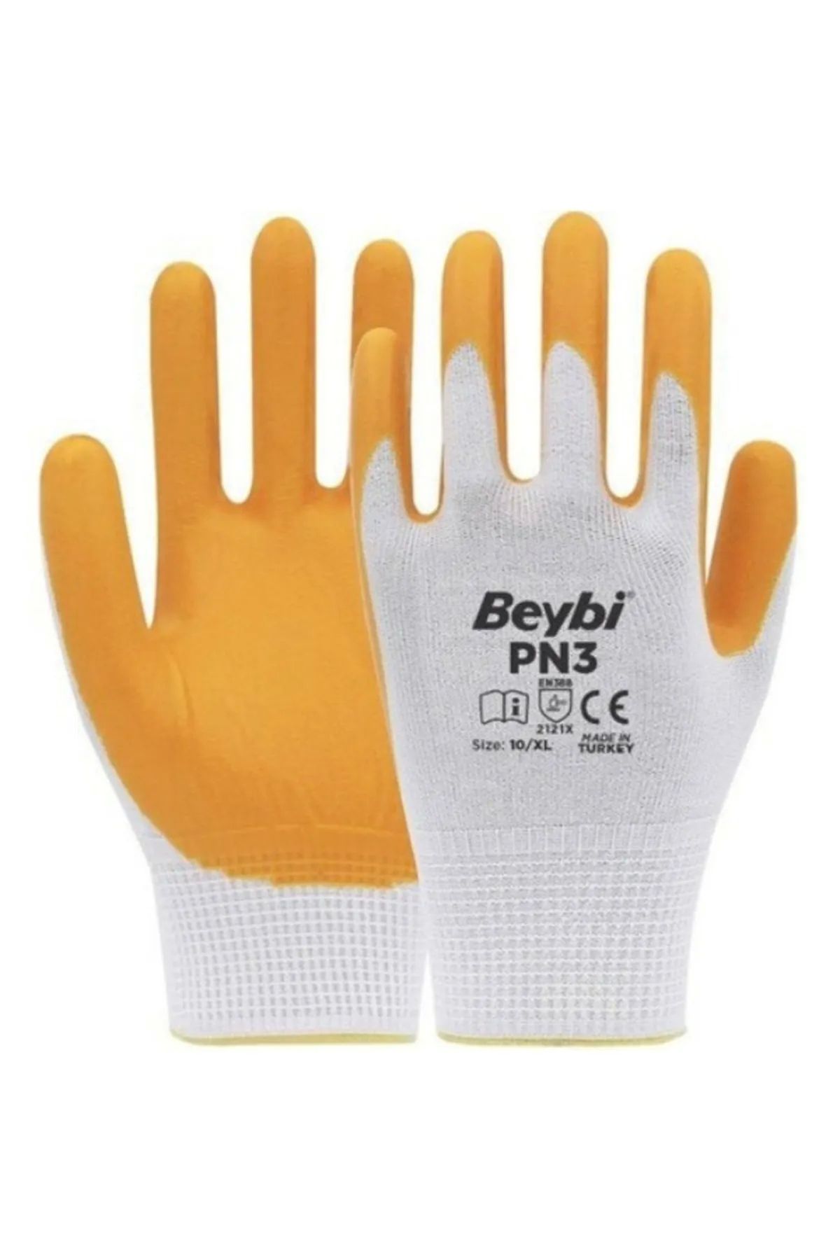BEYBİ Pn3 Polyester Örme Nitril Kaplı Sarı Iş Eldiveni 1 Koli (288 ADET)