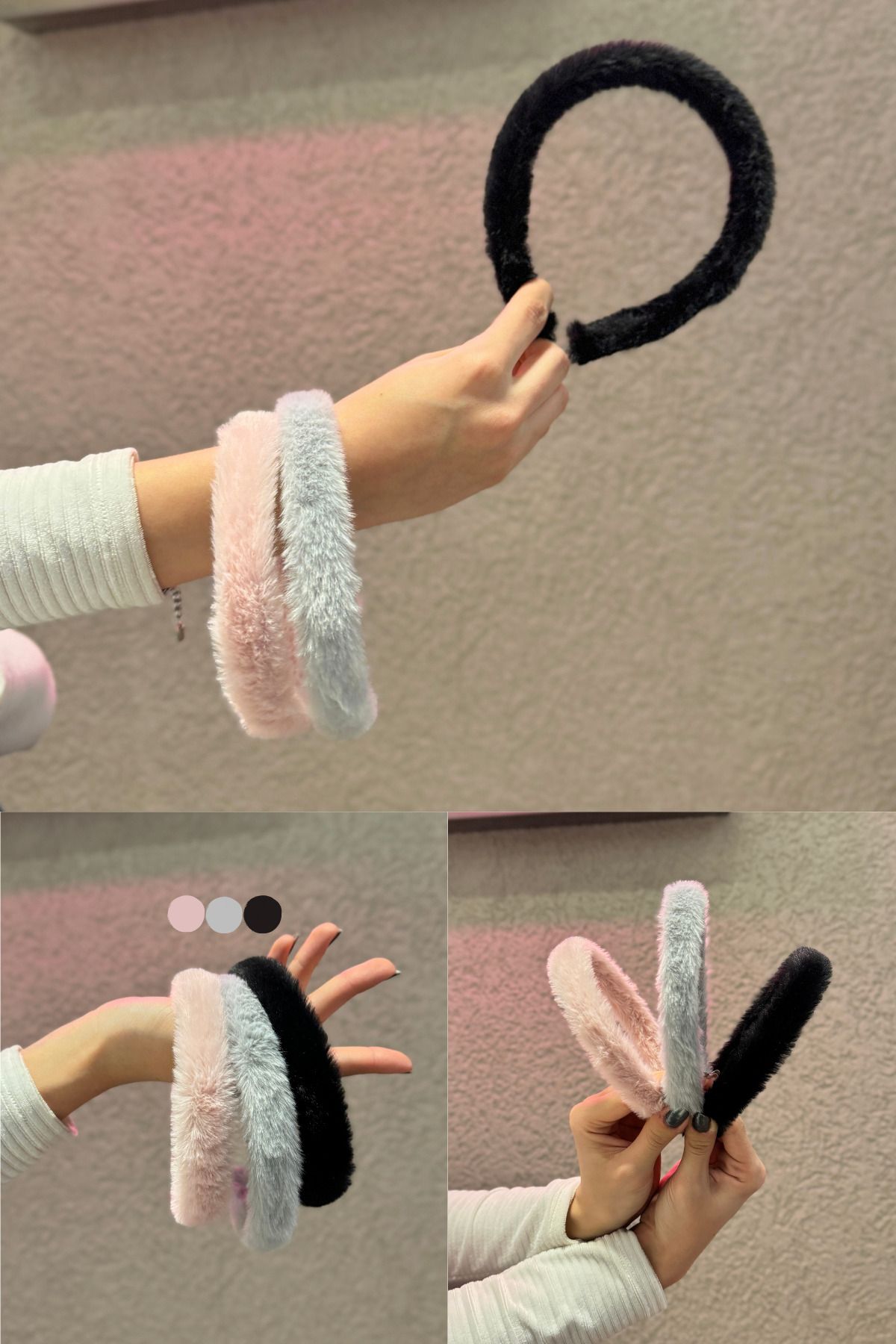 PREGIO 3 Adet Peluş Yumuşak Kumaşlı Taç