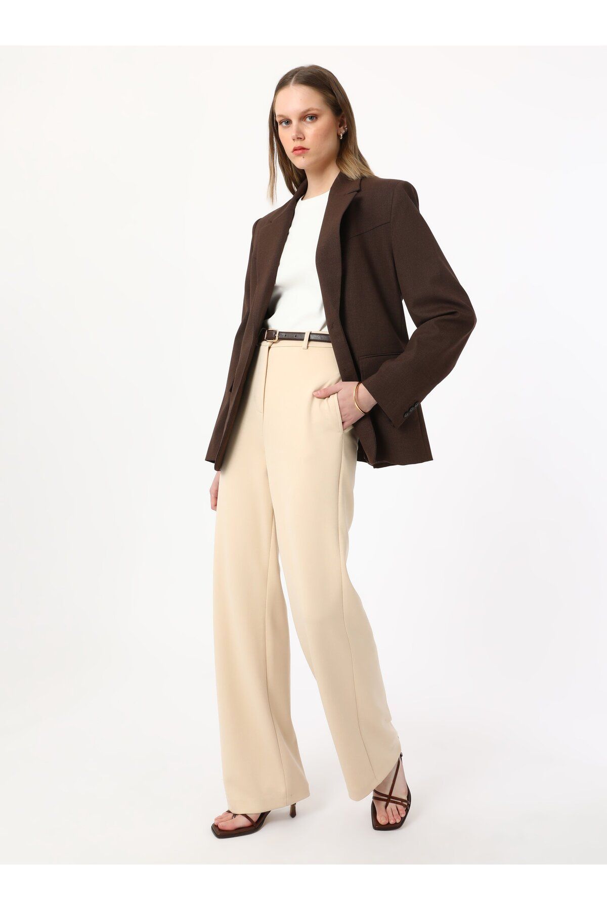 Refka Yumuşak TuşeliCeplin Basic Pantolon - Tas Rengi - Refka