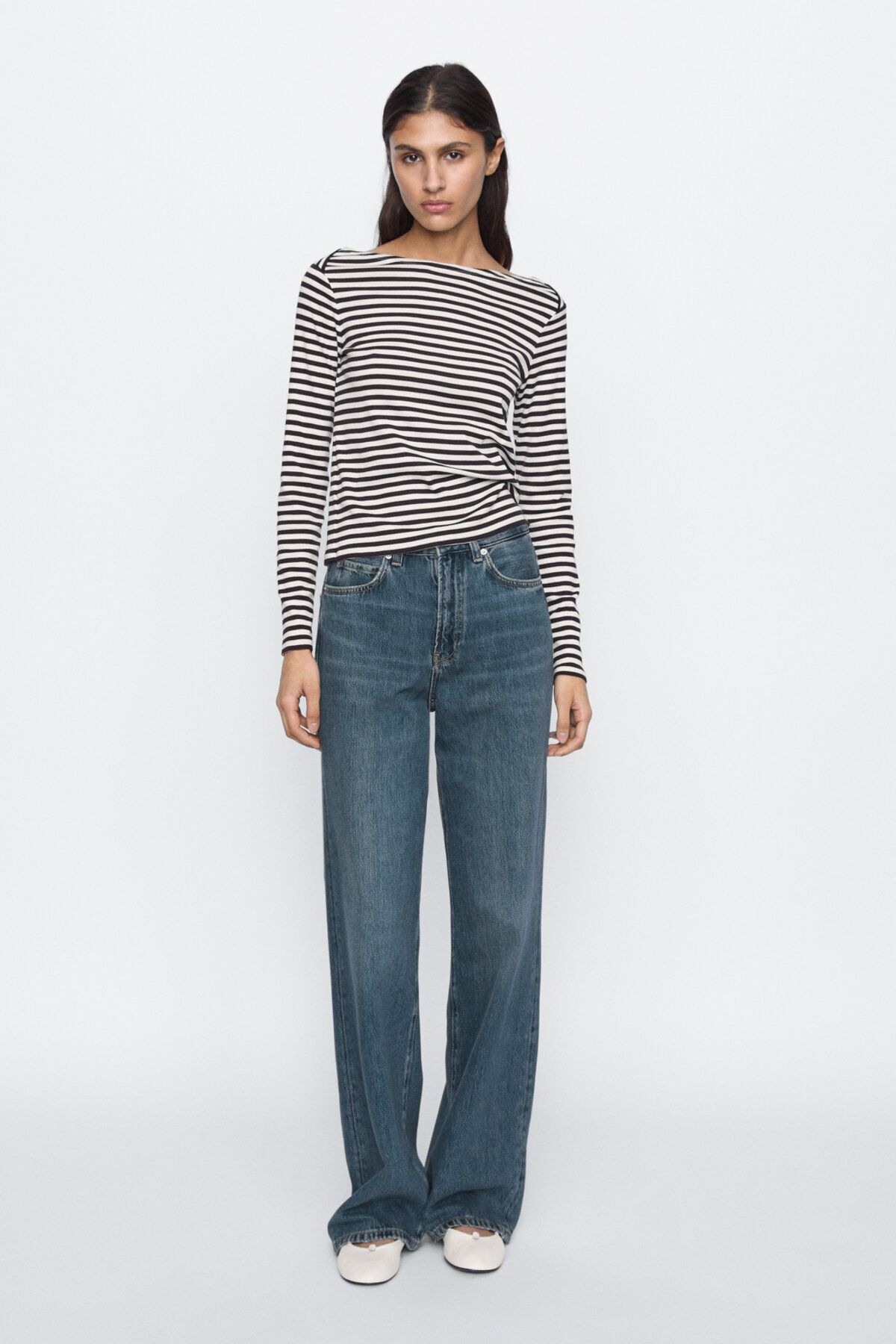 Massimo Dutti Yüksek bel geniş paça jean