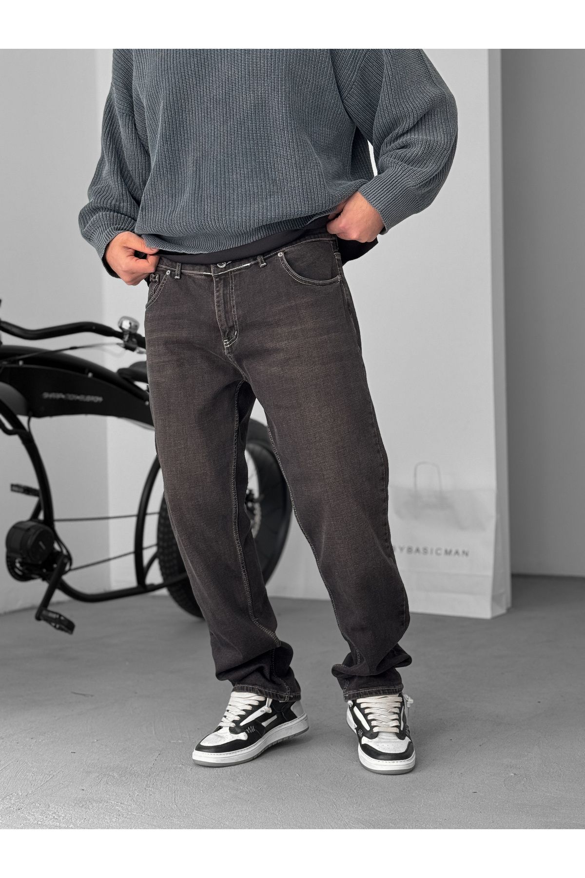 BYBASICMAN Koyu Kahve Dikişli Likralı Regular Fit Jean KE-718