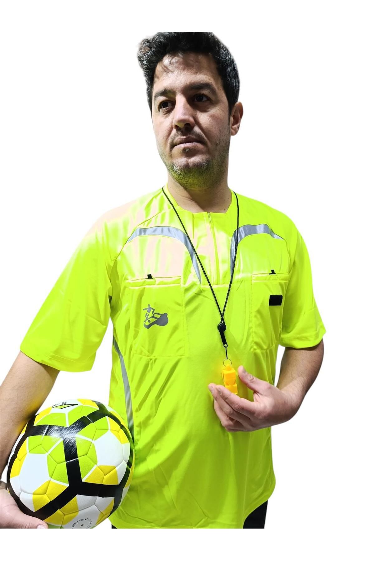 Albayrak Spor Hakem Forması, Reflektör Logolu, Kısa Kollu Tek Üst Forma, Reflektörlü Sarı
