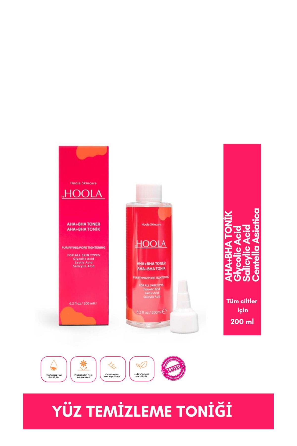 byHOOLA AHA/BHA Salisilik Asit İçerikli Akne Karşıtı Gözenek Sıkılaştırıcı Tonik 200 ML