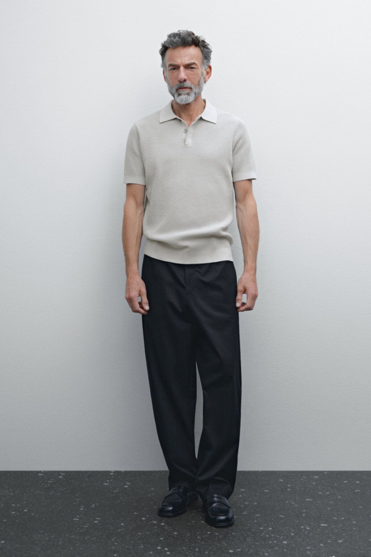 Massimo Dutti Dokulu ve pamuklu polo yaka triko t-shirt