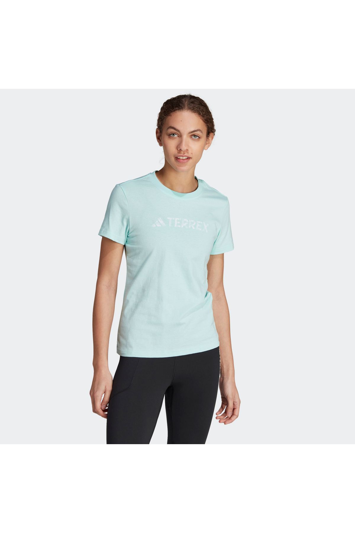 adidas Terrex Classic Logo Kadın Turkuaz Tişört (HY1713)