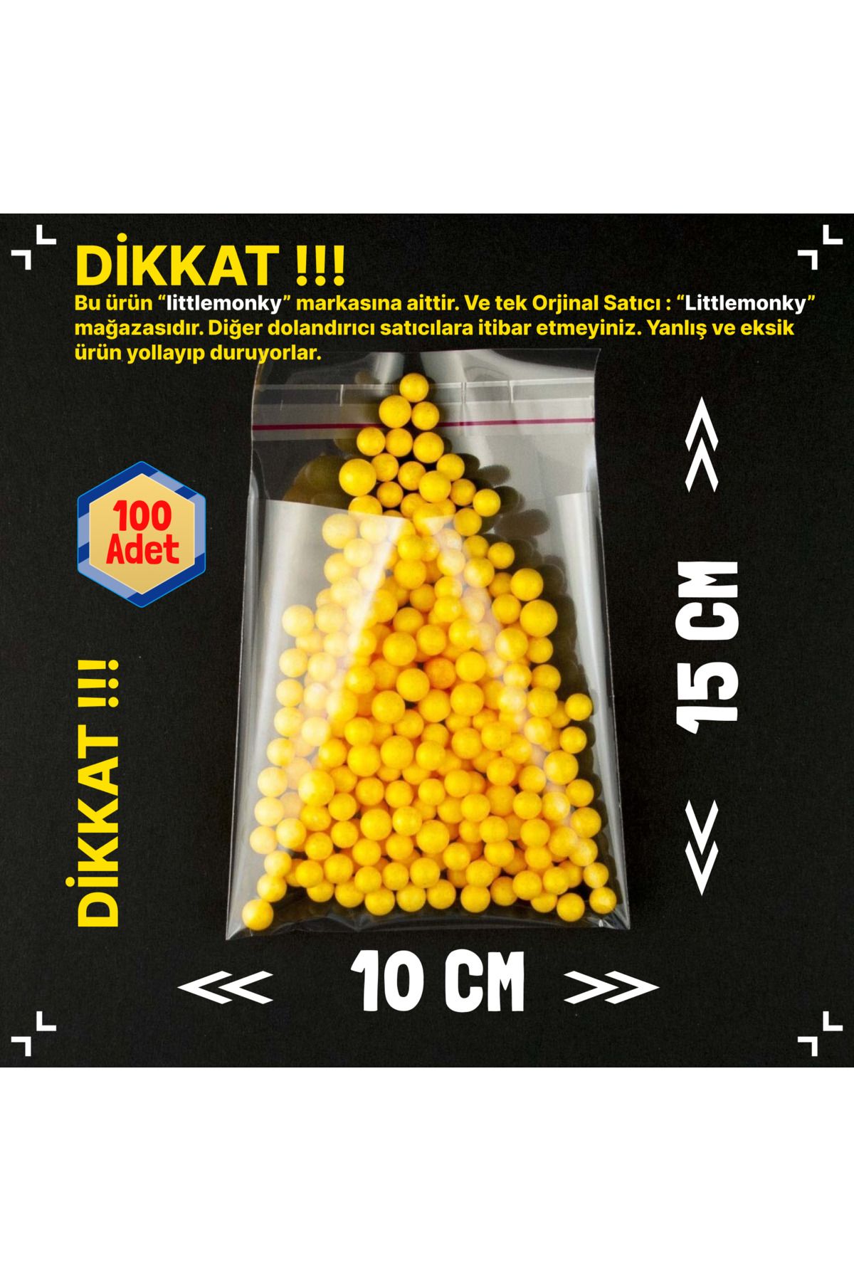littlemonky 10x15cm Yapışkanlı Poşet, Jelatin Bantlı Torba, Şeffaf Yapışkanlı Torba, 100 Adet