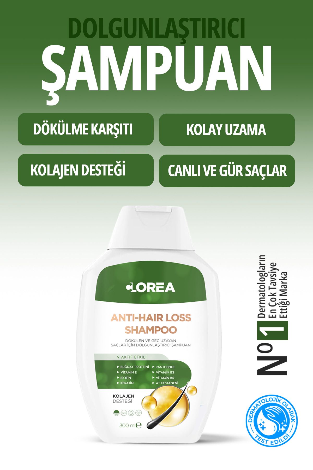 Clorea Kolajen Ve Keratin Saç Dökülmesine Karşı Hızlı Sac Uzatan Dolgunlaştırıcı Onarıcı Besleyici Şampuan