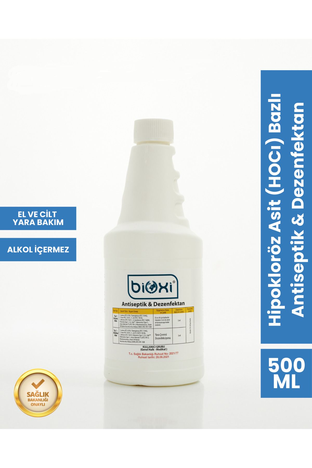 Bioxi ® Antiseptik Ve Dezenfektan 500 ml | Hocl Bazlı Yara, Cilt Ve El Bakımı Için Etkili Çözüm