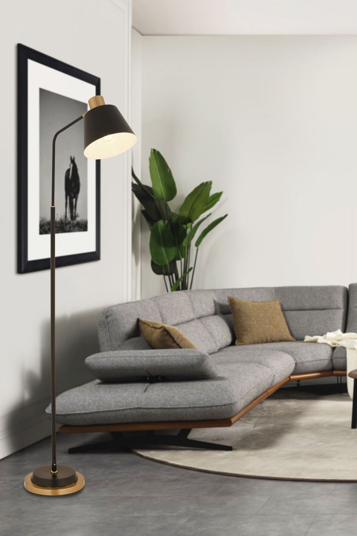 Apliqa Arrigo Siyah Retro Başlıklı Modern Dekoratif Köşe Lambader